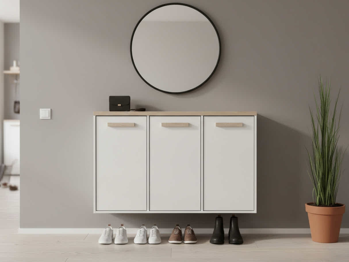 Orewa 3-Door Shoe Cabinet - Wall Mounted or Freestanding