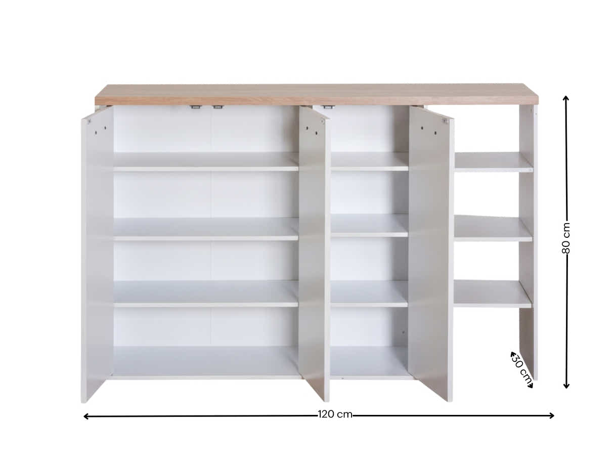 Orewa 3-Door Shoe Cabinet with Open Shelf