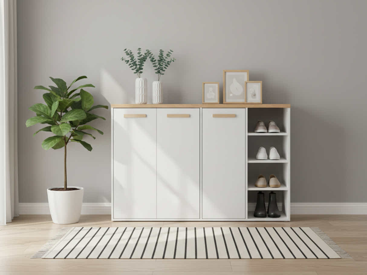 Orewa 3-Door Shoe Cabinet with Open Shelf
