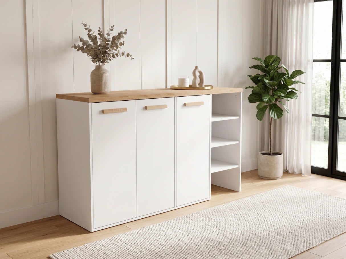 Orewa 3-Door Shoe Cabinet with Open Shelf