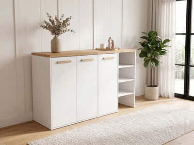 Orewa 3-Door Shoe Cabinet with Open Shelf