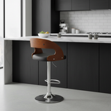 Swivel Bar Stool with Black Leather
