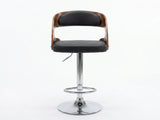 Swivel Bar Stool with Black Leather