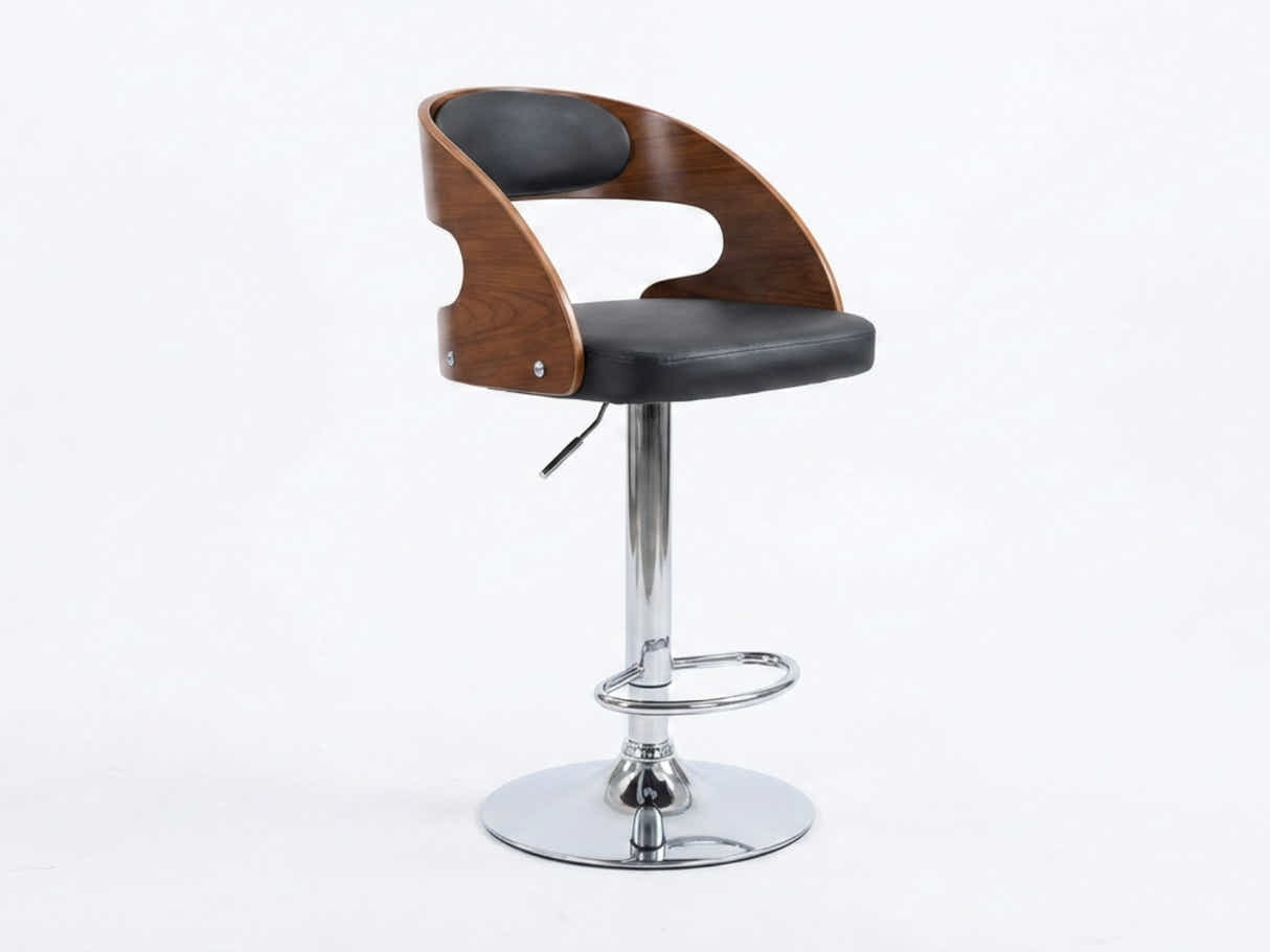 Swivel Bar Stool with Black Leather