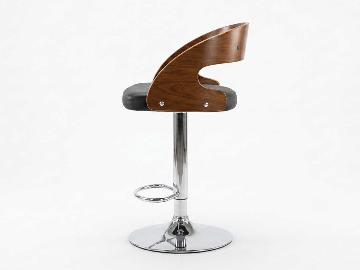 Swivel Bar Stool with Black Leather