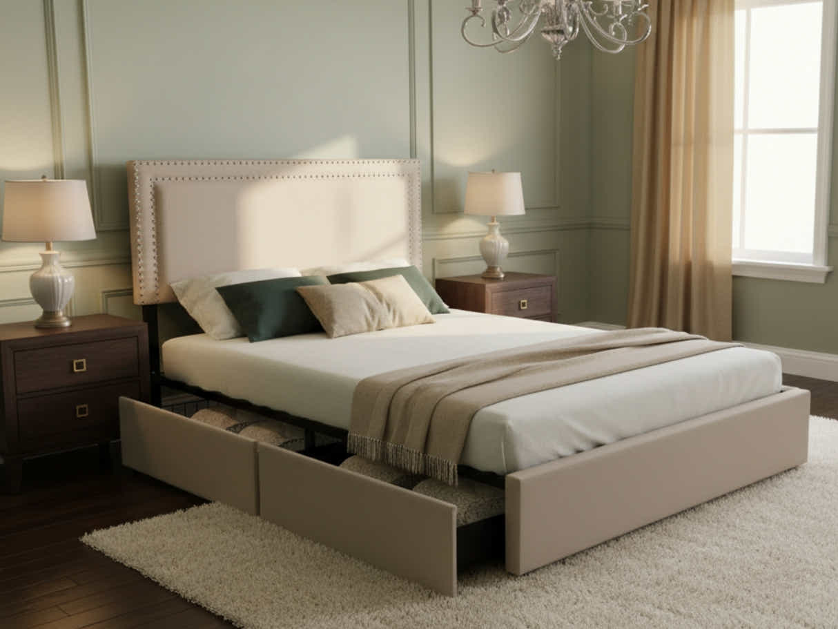 Ambria Bed Frame Beige - Double