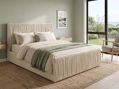 Blaine Velvet Bed Frame Beige - Double