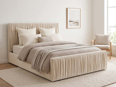 Blaine Velvet Bed Frame Beige - Queen