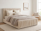 Blaine Velvet Bed Frame Beige - Queen