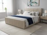 Blaine Velvet Bed Frame Beige & Bon21 Mattress - Queen