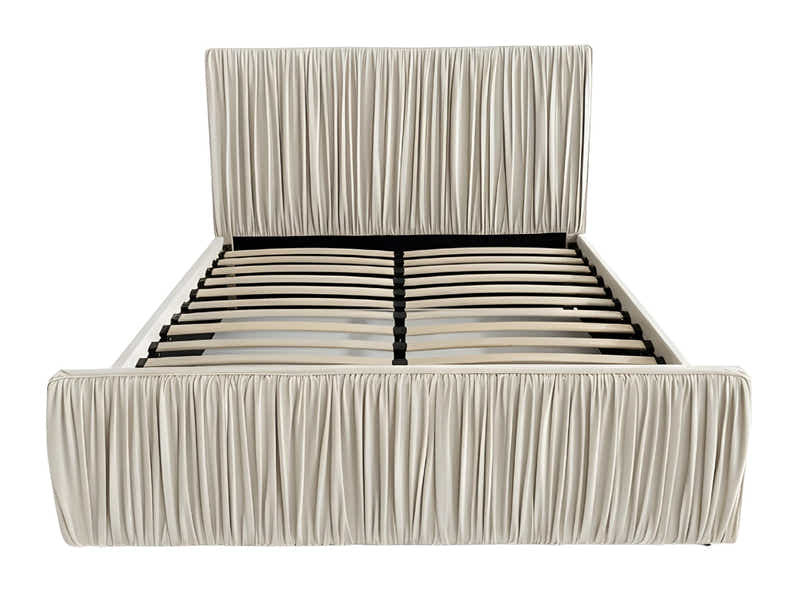 Blaine Velvet Bed Frame Beige & Bon21 Mattress - Queen