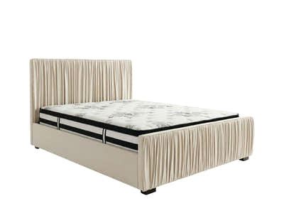 Blaine Velvet Bed Frame Beige & K34 Mattress - Queen