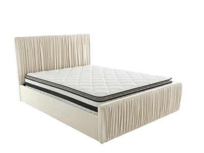 Blaine Velvet Bed Frame Beige & Bon21 Mattress - Queen