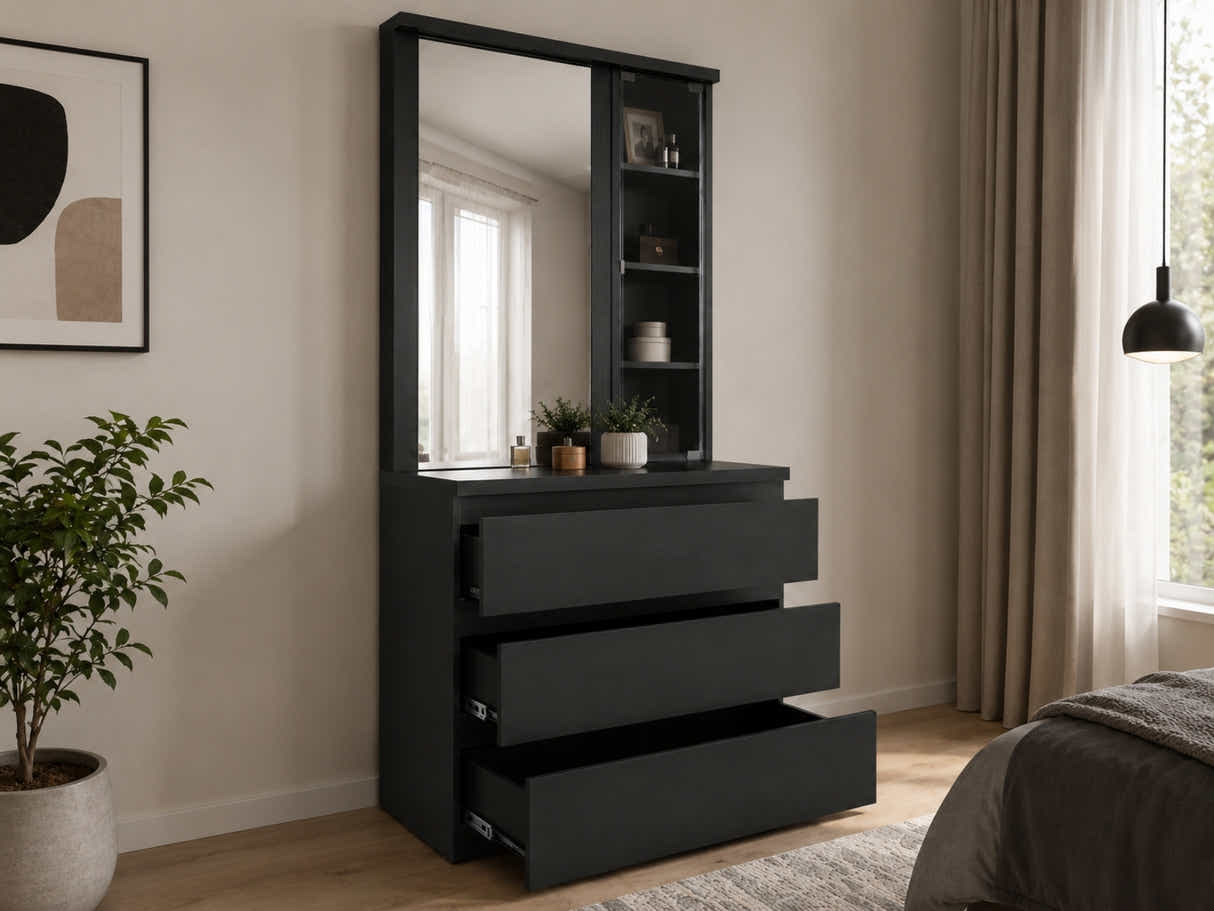 Tiko 3-Drawer Dresser - Black Oak