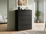 Tiko 5-Drawer Tallboy - Black Oak
