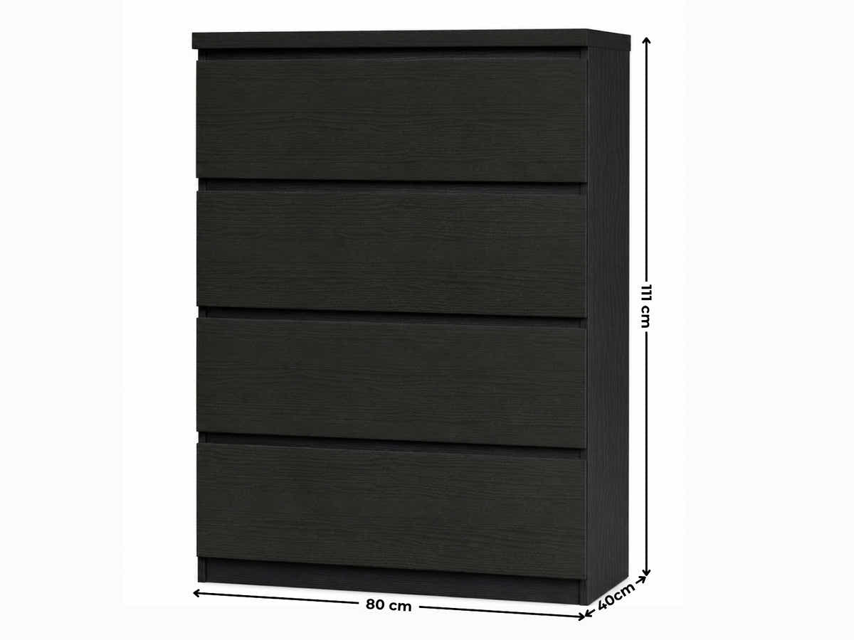 Tiko 4-Drawer Tallboy - Black Oak