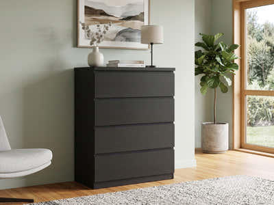 Tiko 4-Drawer Tallboy - Black Oak