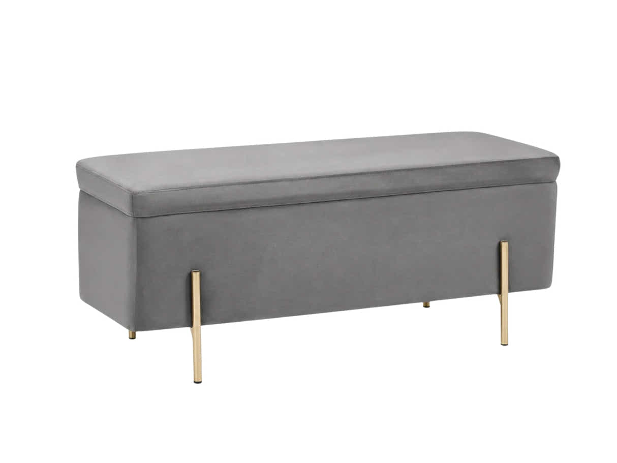 Molto Velvet Ottoman Bench with Storage - Grey
