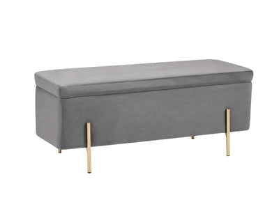 Molto Velvet Ottoman Bench with Storage - Grey