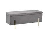 Molto Velvet Ottoman Bench with Storage - Grey