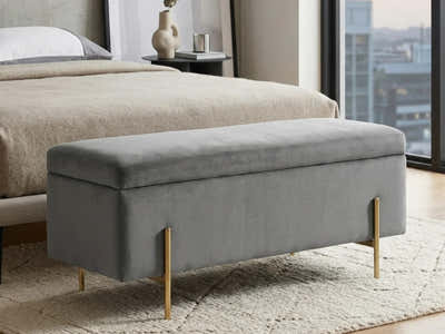 Molto Velvet Ottoman Bench with Storage - Grey