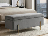 Molto Velvet Ottoman Bench with Storage - Grey