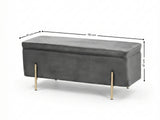 Molto Velvet Ottoman Bench with Storage - Light Grey