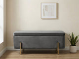 Molto Velvet Ottoman Bench with Storage - Light Grey