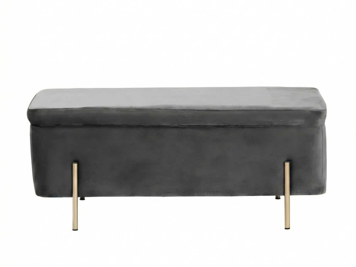 Molto Velvet Ottoman Bench with Storage - Light Grey