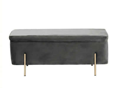 Molto Velvet Ottoman Bench with Storage - Light Grey