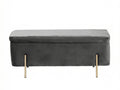 Molto Velvet Ottoman Bench with Storage - Light Grey