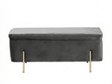 Molto Velvet Ottoman Bench with Storage - Light Grey