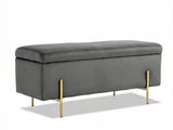 Molto Velvet Ottoman Bench with Storage - Light Grey
