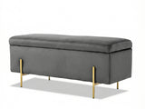 Molto Velvet Ottoman Bench with Storage - Light Grey