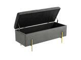 Molto Velvet Ottoman Bench with Storage - Light Grey