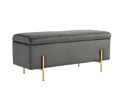 Molto Velvet Ottoman Bench with Storage - Light Grey