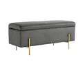 Molto Velvet Ottoman Bench with Storage - Light Grey