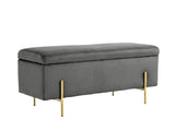 Molto Velvet Ottoman Bench with Storage - Light Grey
