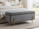Molto Velvet Ottoman Bench with Storage - Light Grey