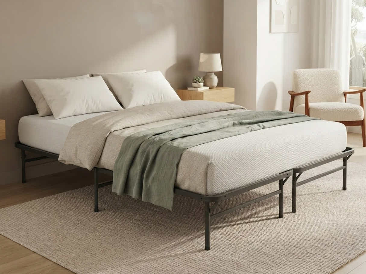Folding Metal Bed Frame - Queen