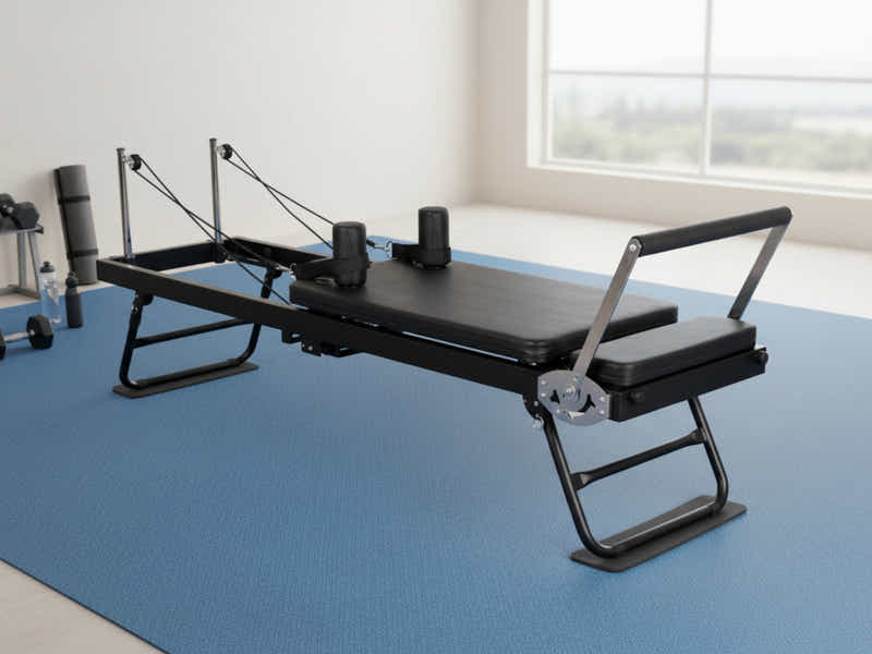 Foldable Pilates Reformer With Headrest - Black