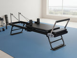 Foldable Pilates Reformer With Headrest - Black