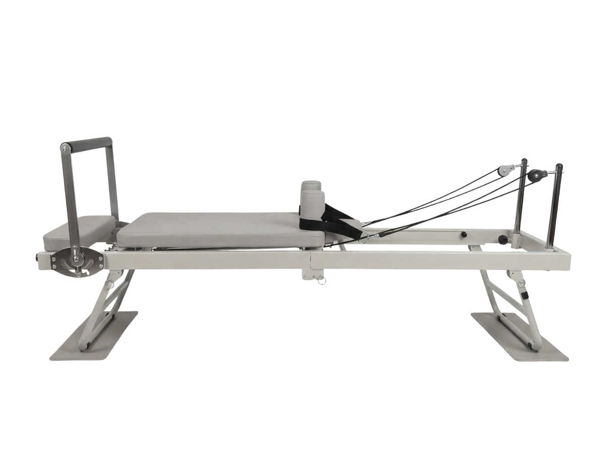 Foldable Pilates Reformer With Headrest - White