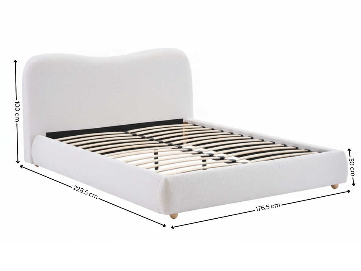 Chelsy Boucle Bed Frame Beige - Queen