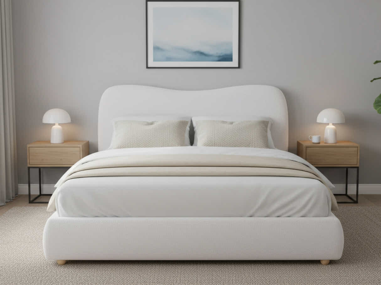 Chelsy Boucle Bed Frame Beige - Queen