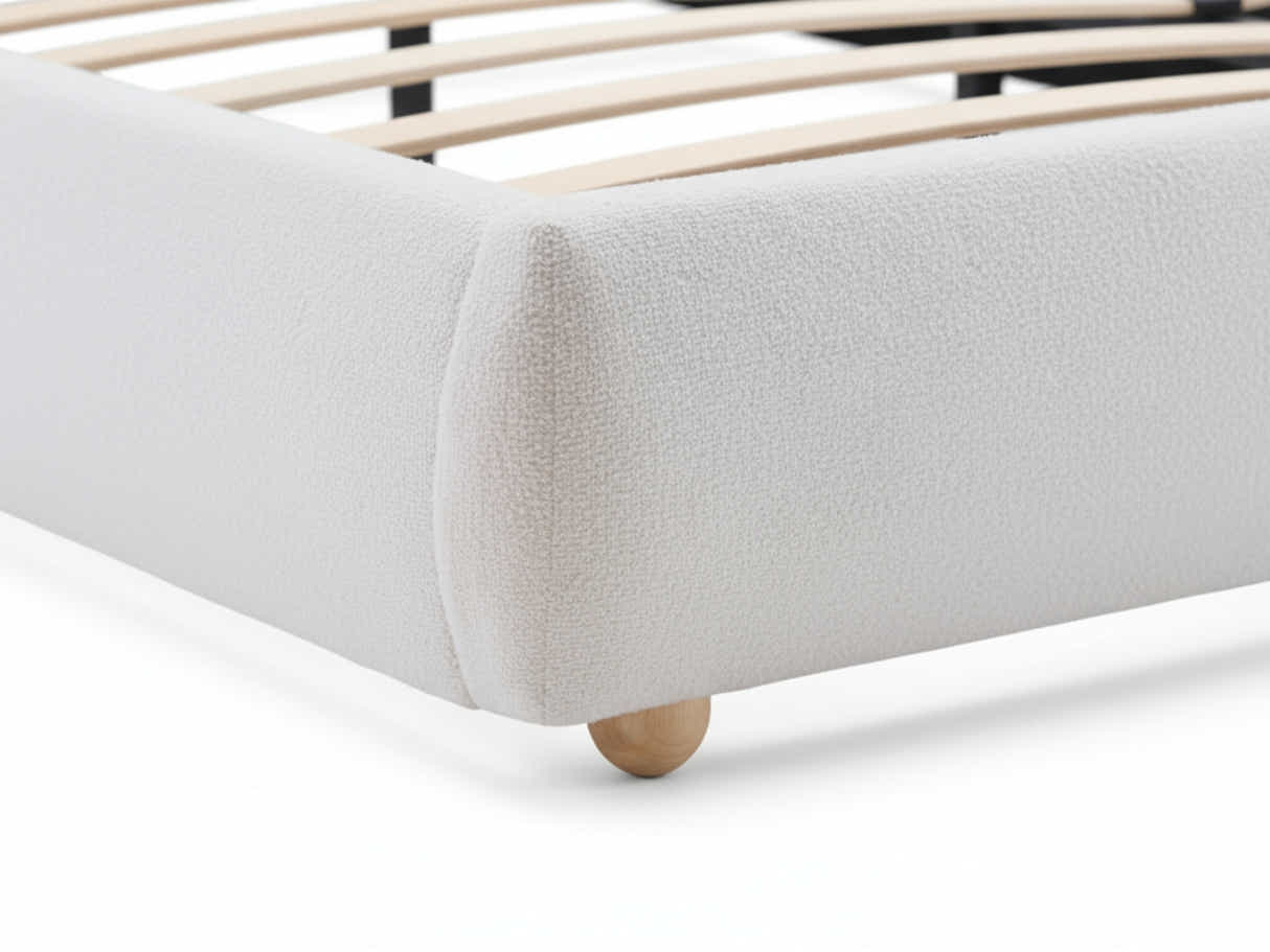 Chelsy Boucle Bed Frame Beige - Queen
