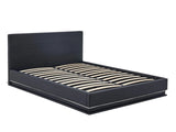 DS Harold Storage Bed with LED Light PU Black - Queen