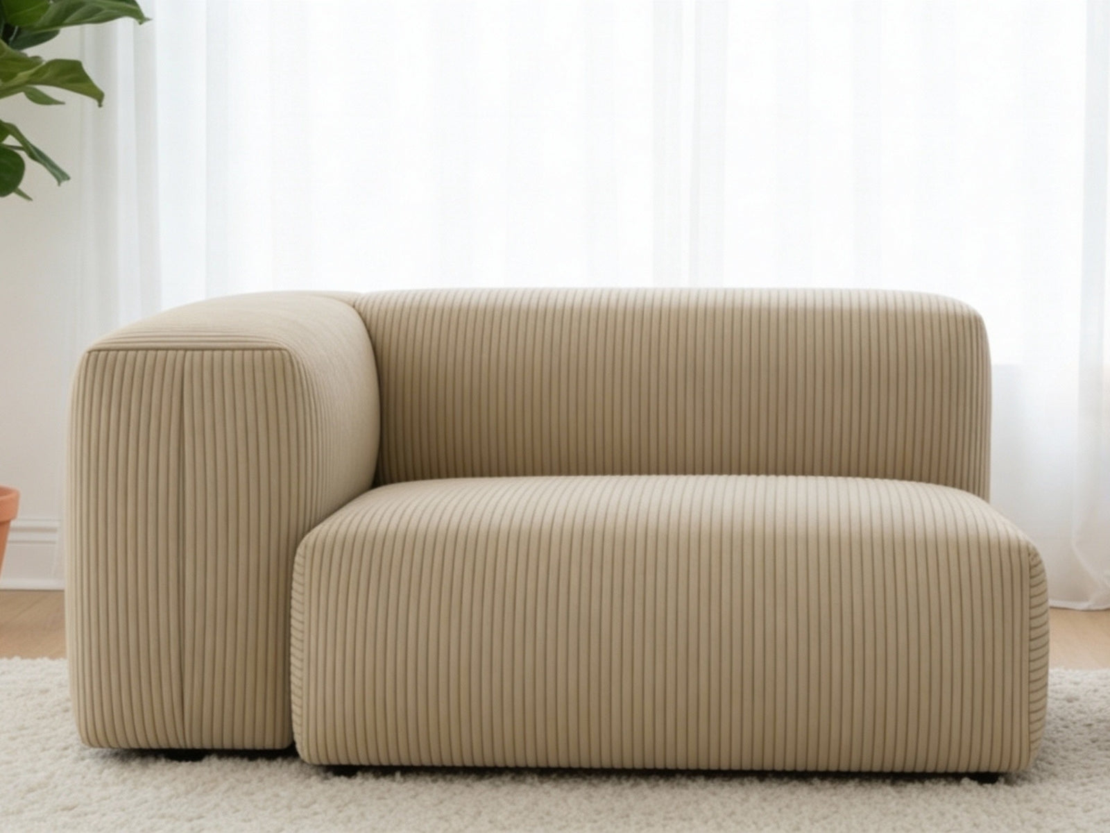 Corduroy modular sofa グレージュ 定価93,000円　左側 Corduroy Left Armrest Seater Beige | Custom Layout | TSB Living NZ