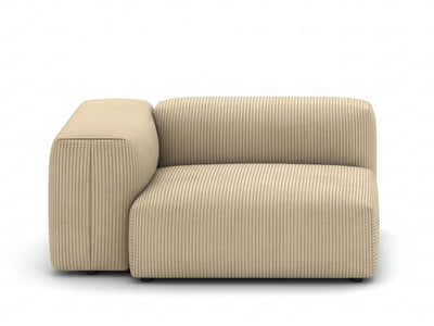 Corduroy Modular Left Armrest Seater - Beige