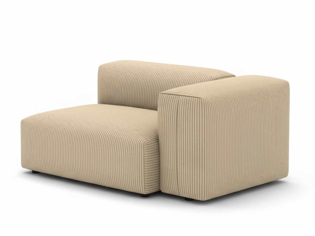 Corduroy Modular Left Armrest Seater - Beige